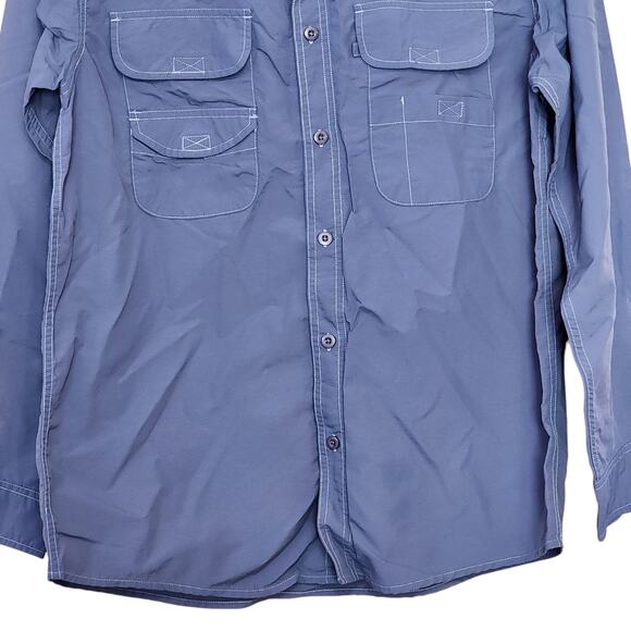 Stone Creek Mens Shirt Size M Blue Long Sleeve Button Down Nylon Pockets Vented - Picture 4 of 10
